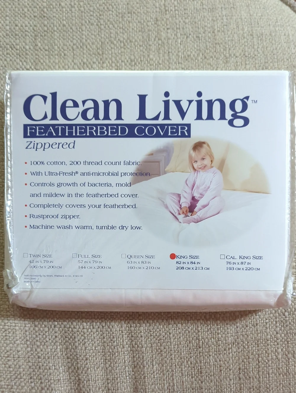 Zippered Featherbed Cover - White